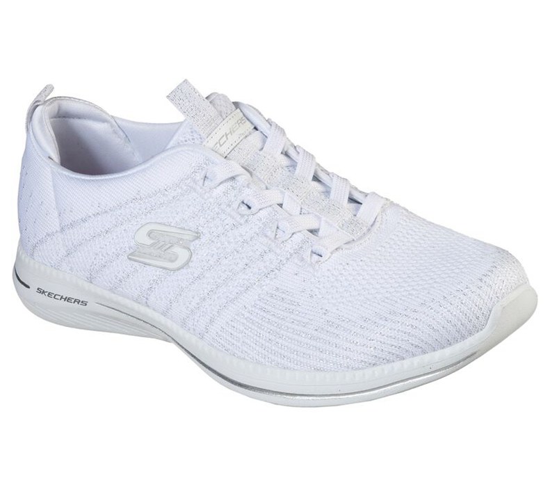 Skechers City Pro - Glow On - Womens Slip On Shoes White/Silver [AU-WW1279]